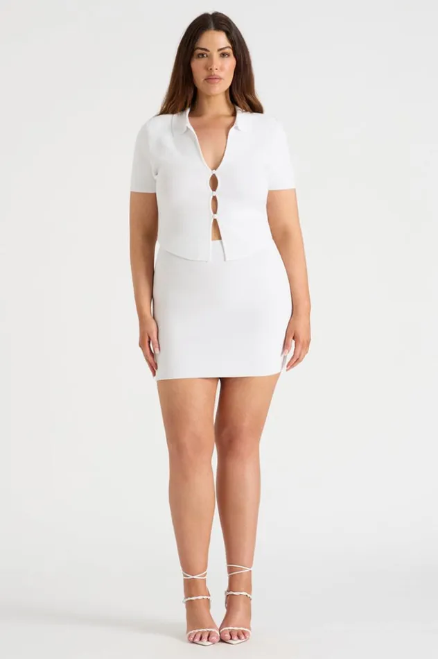 Women Skirts Runaway The Label THE KNIT MINI SKIRT White Women Skirts Runaway The Label THE KNIT MINI SKIRT White