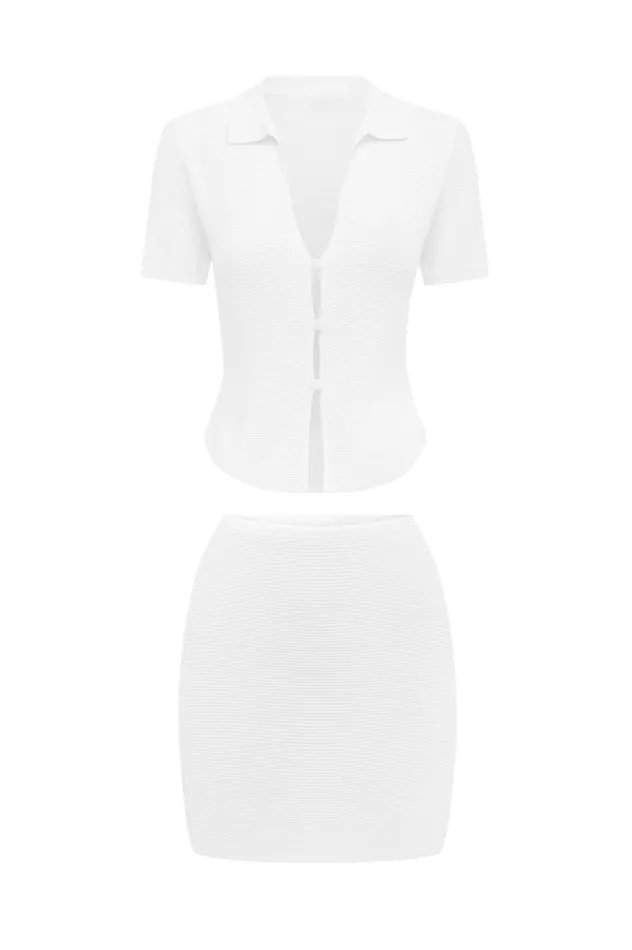 Women Skirts Runaway The Label THE KNIT MINI SKIRT White Women Skirts Runaway The Label THE KNIT MINI SKIRT White