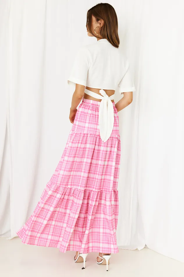 Women Skirts Runaway The Label Valence Maxi Skirt Pink Check