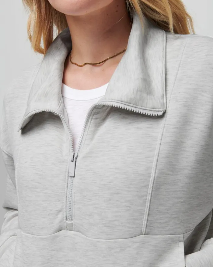 Women SKYLOFT SOFT HALF ZIP Heather Light Grey TravisMathew Hoodies and Pullovers