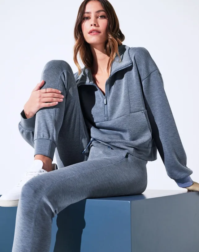 Women SKYLOFT SOFT HALF ZIP Heather Moonlight Blue TravisMathew Hoodies and Pullovers Women SKYLOFT SOFT HALF ZIP Heather Moonlight Blue TravisMathew Hoodies and Pullovers