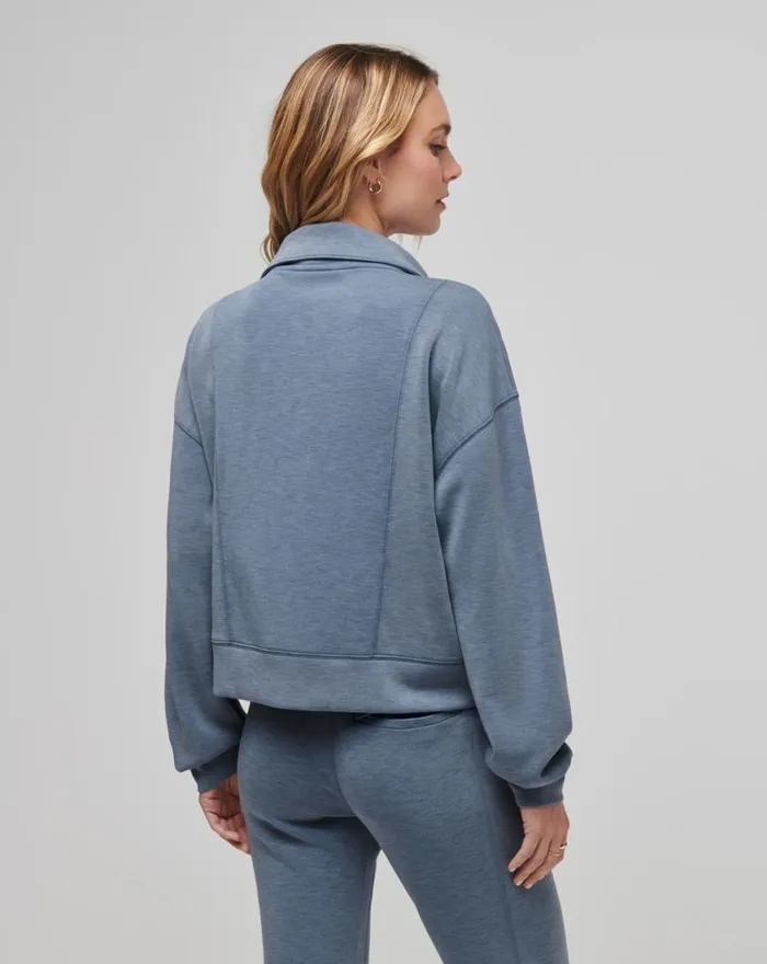 Women SKYLOFT SOFT HALF ZIP Heather Moonlight Blue TravisMathew Hoodies and Pullovers