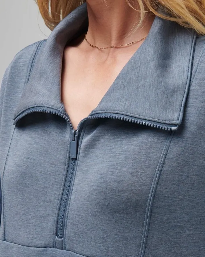 Women SKYLOFT SOFT HALF ZIP Heather Moonlight Blue TravisMathew Hoodies and Pullovers