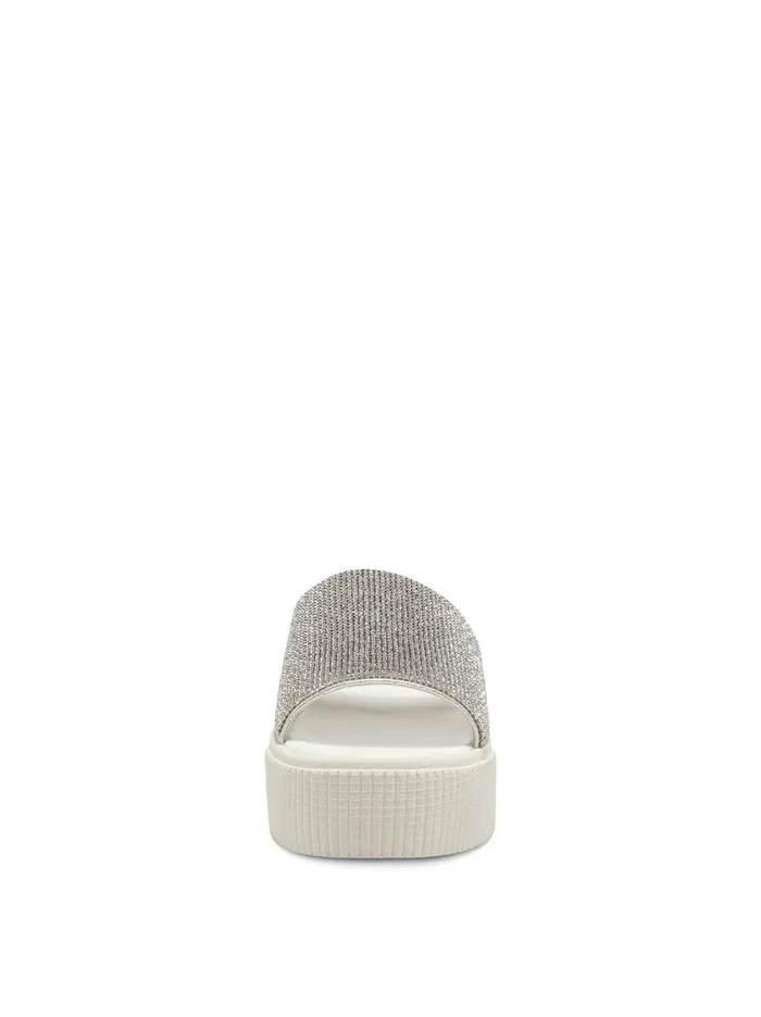 Women Slides and Mules Jessica Simpson Ezira Platform Flat In Silver Textured Silver