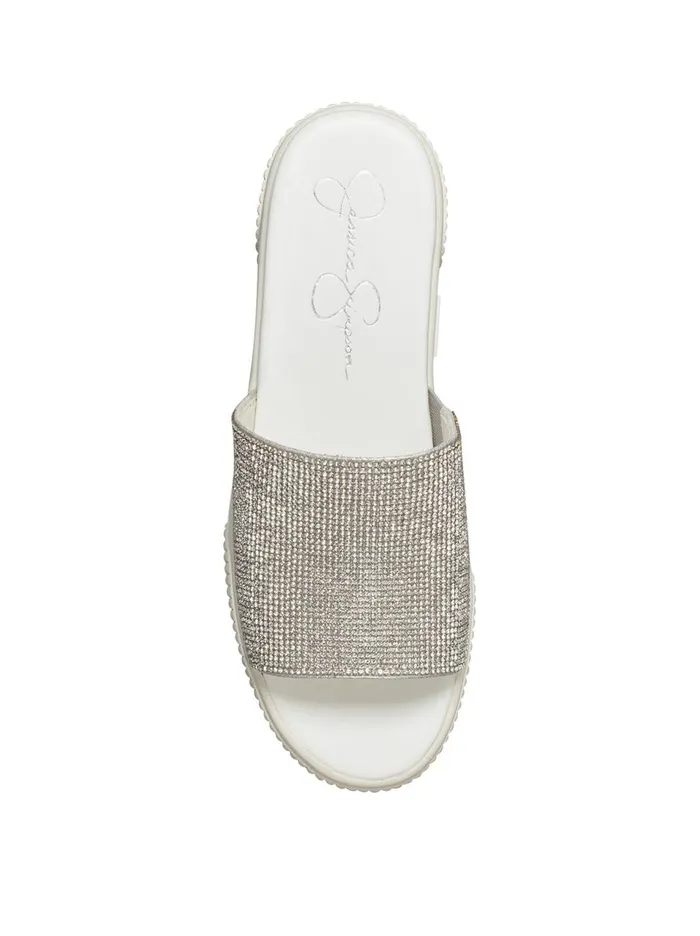 Women Slides and Mules Jessica Simpson Ezira Platform Flat In Silver Textured Silver