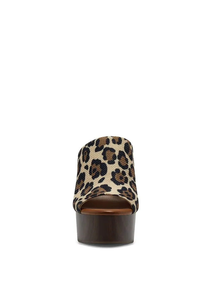 Women Slides and Mules Jessica Simpson Shelbie Platform Slide In Leopard Natural Textured Leopard
