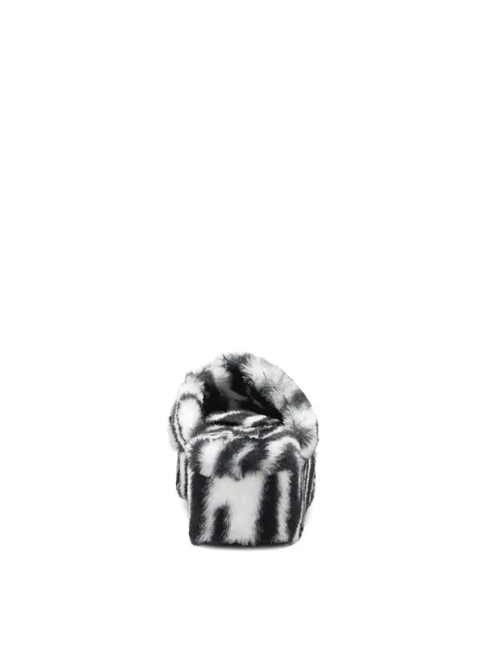 Women Slides and Mules Jessica Simpson Talulla Platform Slide In Zebra Fuzzy Black And White Zebra
