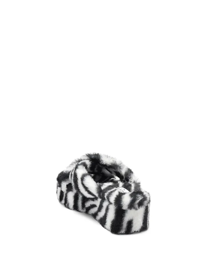 Women Slides and Mules Jessica Simpson Talulla Platform Slide In Zebra Fuzzy Black And White Zebra