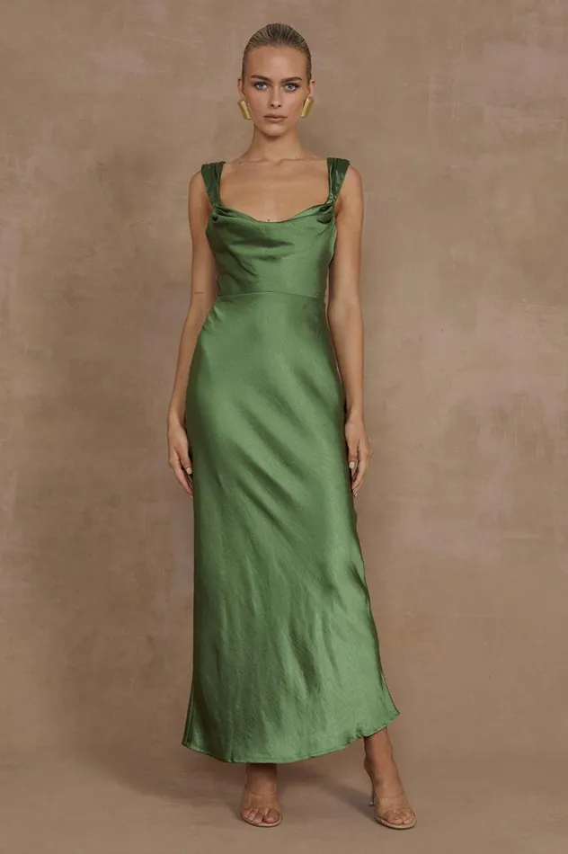 Women Slip Dresses Runaway The Label HAVANNA MIDI DRESS Olive