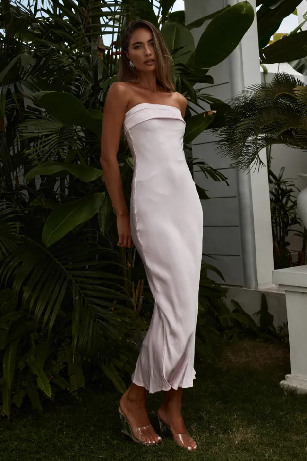 Women Slip Dresses Runaway The Label PEREZ LONG MIDI DRESS Light Pink