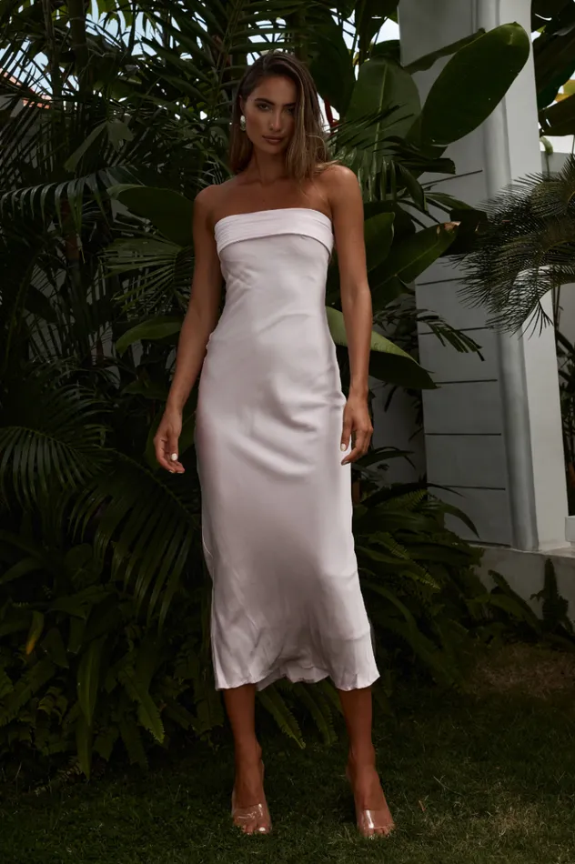 Women Slip Dresses Runaway The Label PEREZ LONG MIDI DRESS Light Pink
