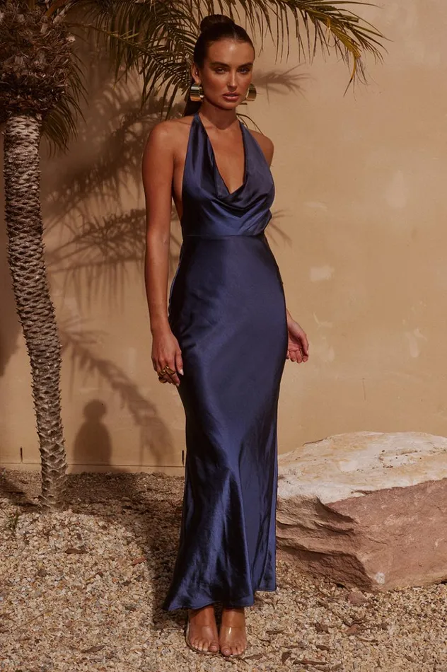 Women Slip Dresses Runaway The Label POSEY MAXI DRESS Navy