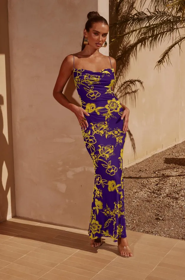 Women Slip Dresses Runaway The Label PRETORIA MAXI DRESS Violet
