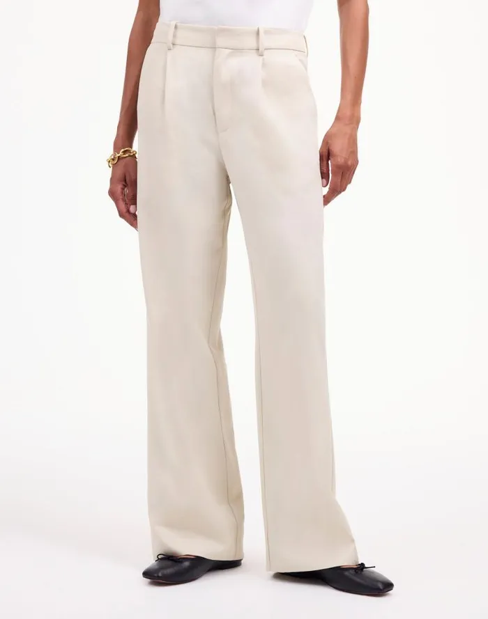Women Slouchy Straight Pants In Drapey Twill Muted Stone Madewell Pants