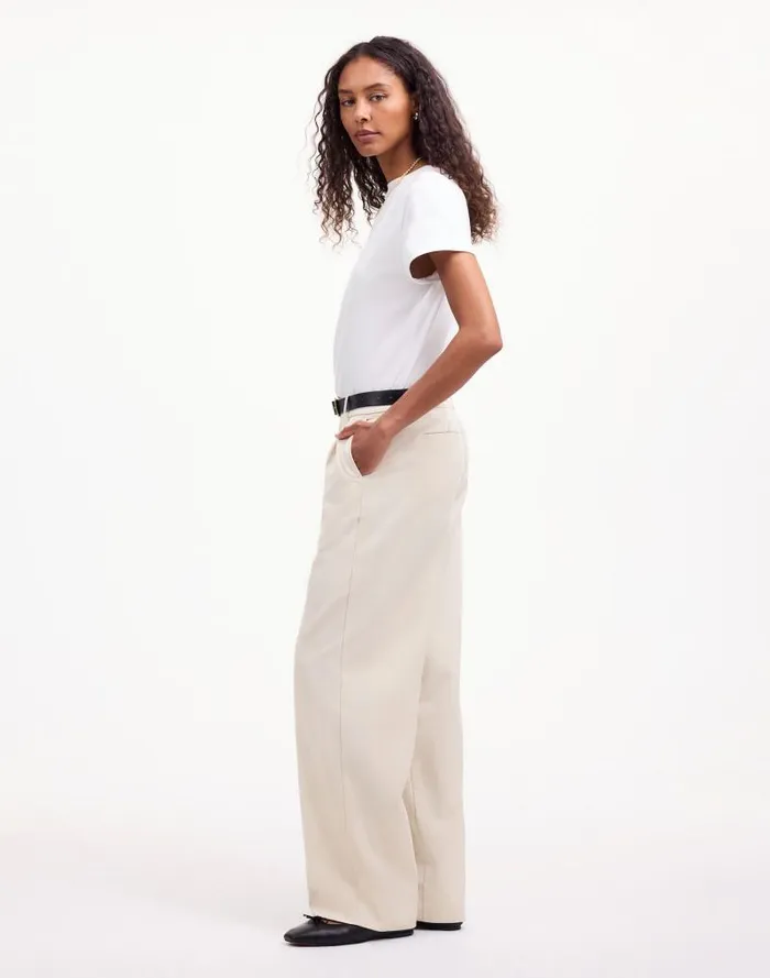 Women Slouchy Straight Pants In Drapey Twill Muted Stone Madewell Pants