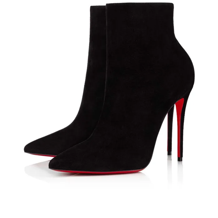 Women So Kate Booty 100 Mm Low Boots 8211 Veau Velours 8211 Black Black Christian Louboutin Ankle Boots Women So Kate Booty 100 Mm Low Boots 8211 Veau Velours 8211 Black Black Christian Louboutin Ankle Boots
