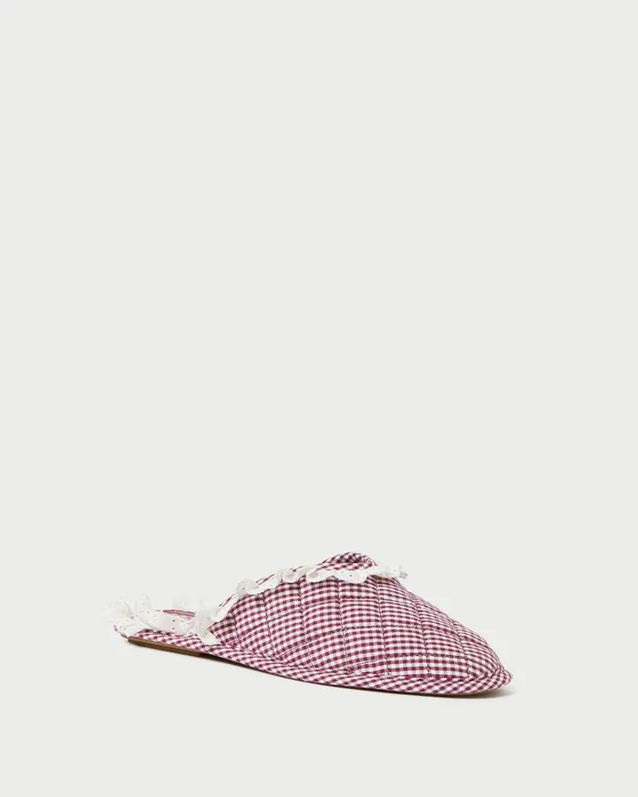 Women Soft Accessories Loeffler Randall Marky CreamMaroon Gingham Slipper Women Soft Accessories Loeffler Randall Marky CreamMaroon Gingham Slipper