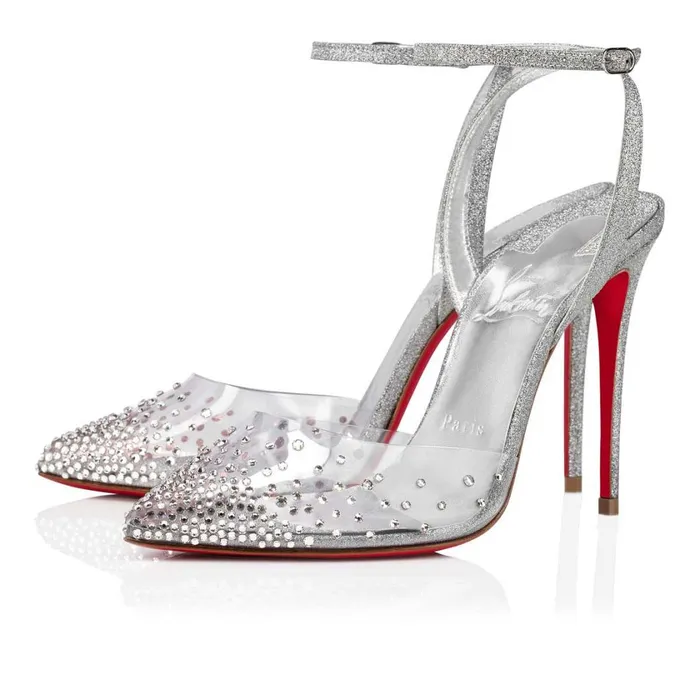 Women Spikaqueen 100 Mm Pumps 8211 PVC Calf Leather And Strass 8211 Silver Silver Christian Louboutin Pumps Women Spikaqueen 100 Mm Pumps 8211 PVC Calf Leather And Strass 8211 Silver Silver Christian Louboutin Pumps