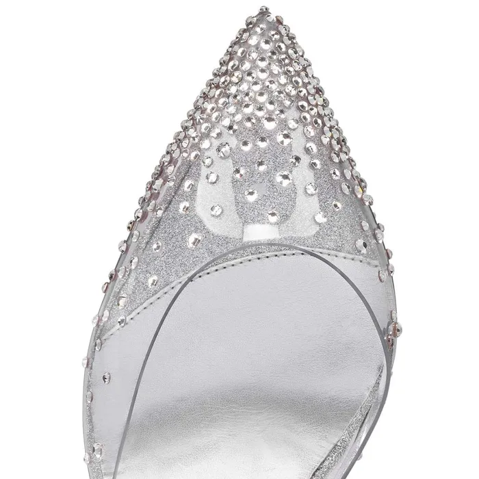 Women Spikaqueen 100 Mm Pumps 8211 PVC Calf Leather And Strass 8211 Silver Silver Christian Louboutin Pumps