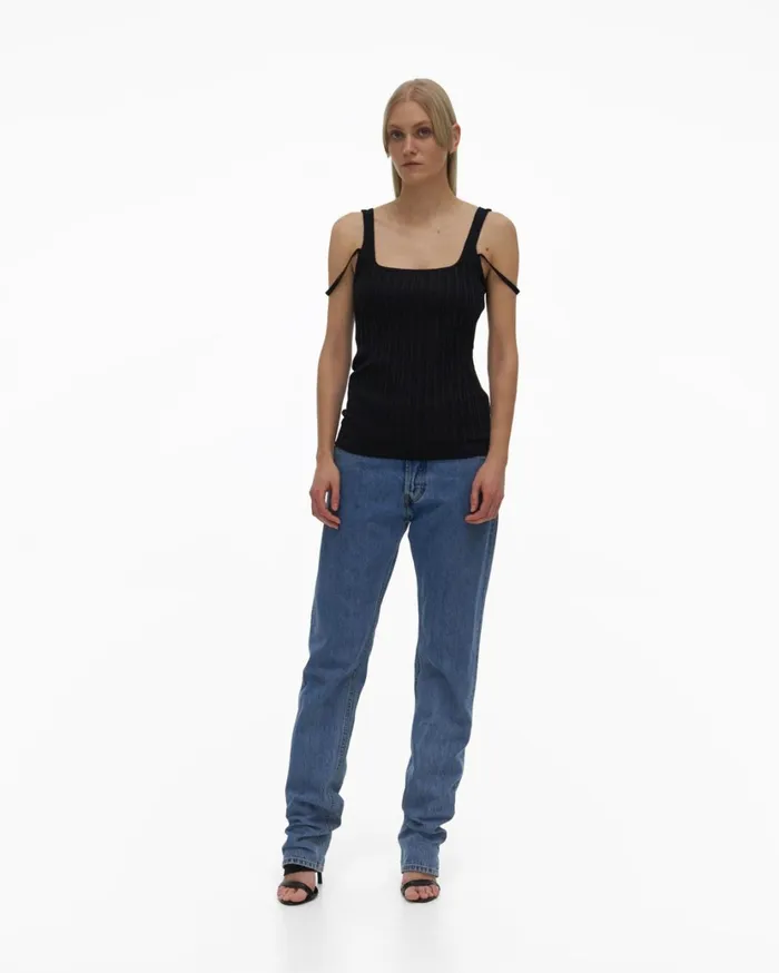 Women SquareNeck Tank Black Helmut Lang Tops