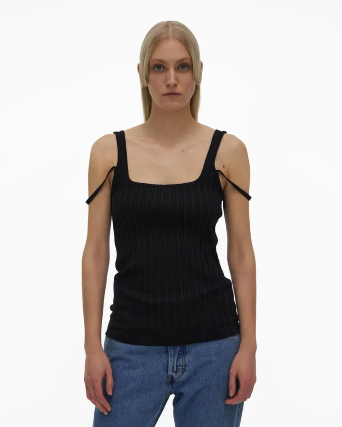 Women SquareNeck Tank Black Helmut Lang Tops
