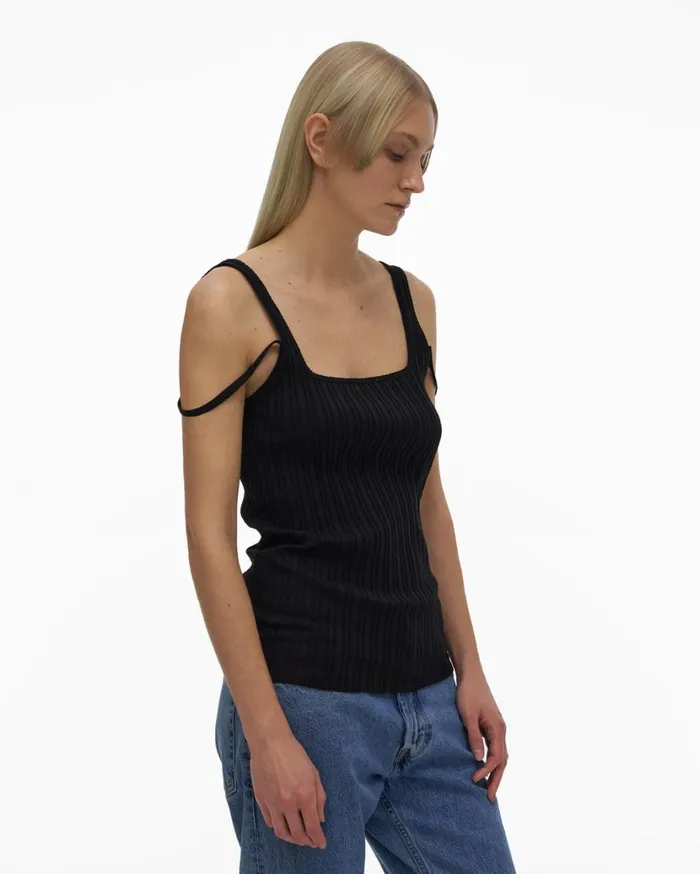 Women SquareNeck Tank Black Helmut Lang Tops