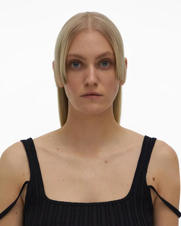 Women SquareNeck Tank Black Helmut Lang Tops
