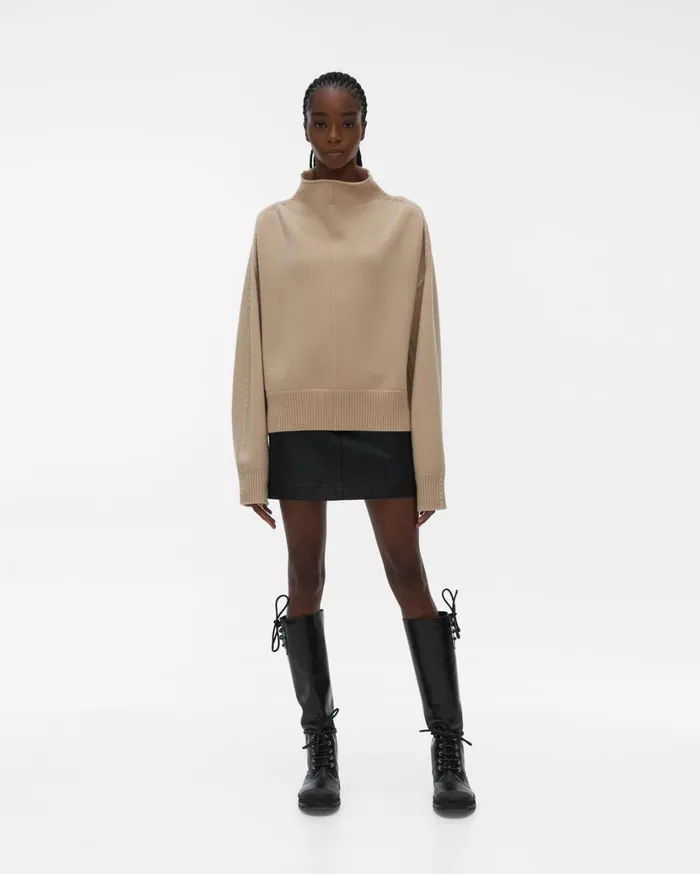 Women Stitch Mockneck Top Muslin Helmut Lang Sweaters