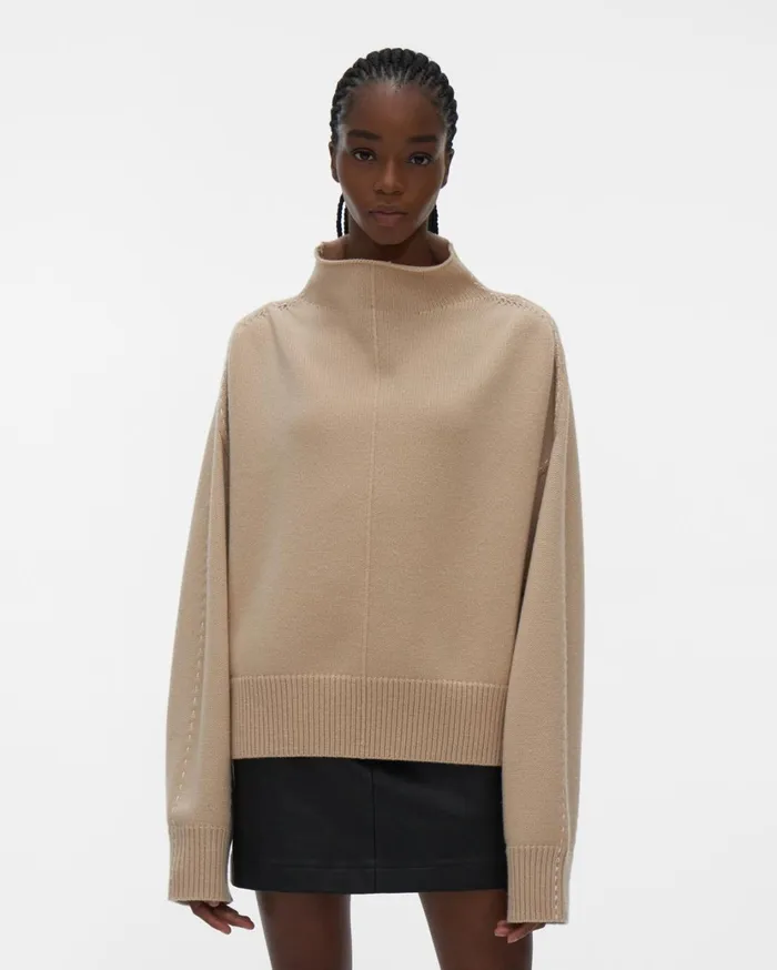 Women Stitch Mockneck Top Muslin Helmut Lang Sweaters