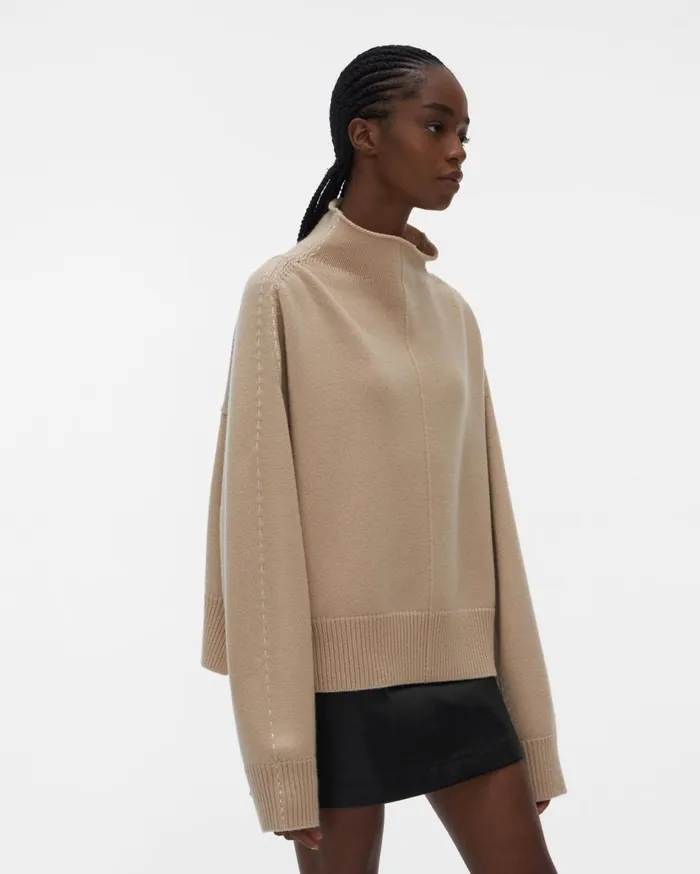 Women Stitch Mockneck Top Muslin Helmut Lang Sweaters