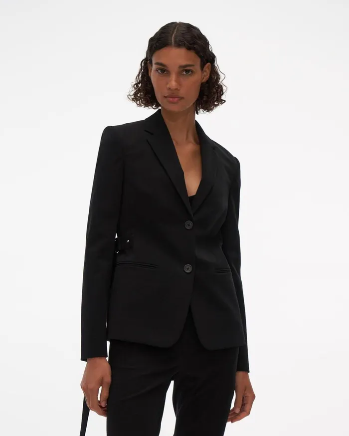 Women Strap Blazer Black Helmut Lang Jackets