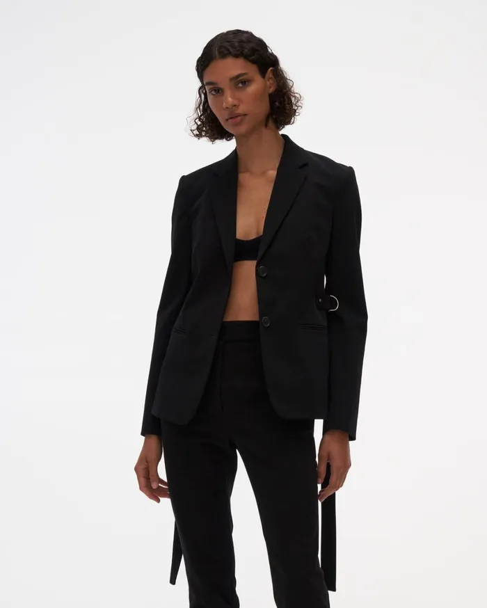 Women Strap Blazer Black Helmut Lang Jackets