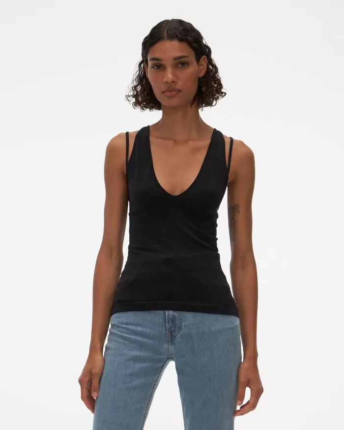 Women Strap Tank Black Helmut Lang TShirts and Sweatshirts