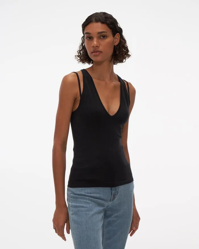 Women Strap Tank Black Helmut Lang TShirts and Sweatshirts