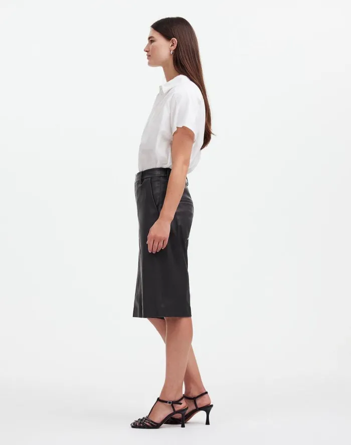 Women Stretch Leather Culottes True Black Madewell Shorts