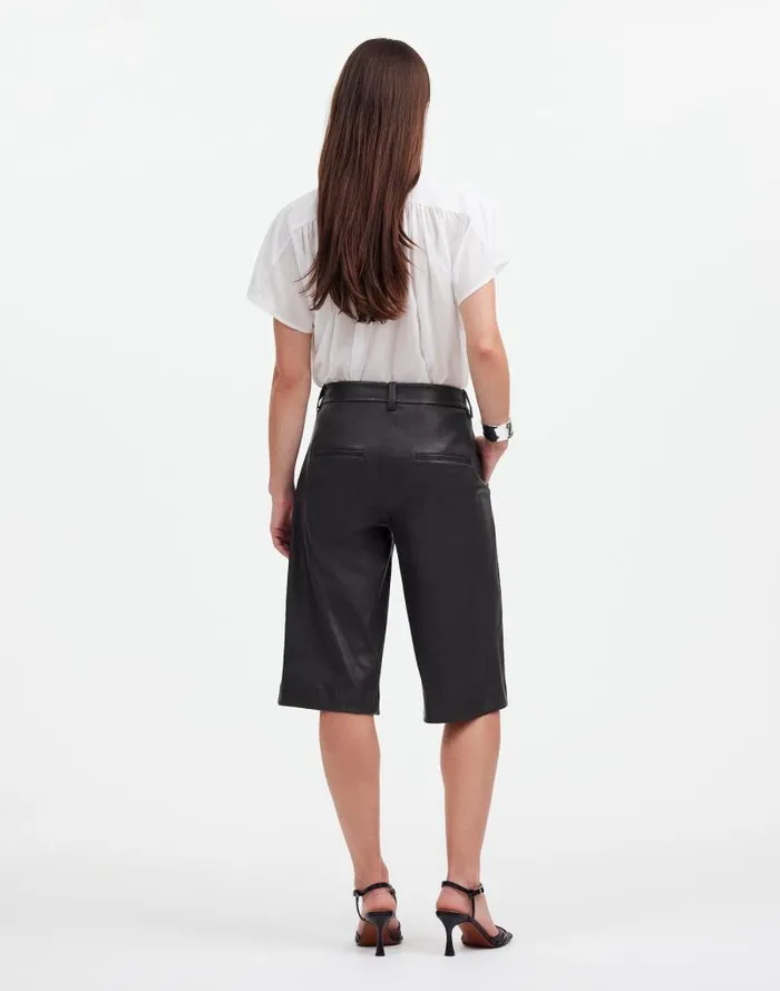 Women Stretch Leather Culottes True Black Madewell Shorts