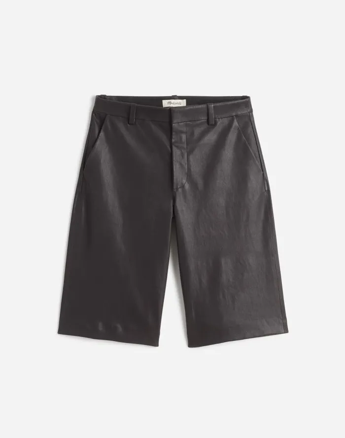 Women Stretch Leather Culottes True Black Madewell Shorts