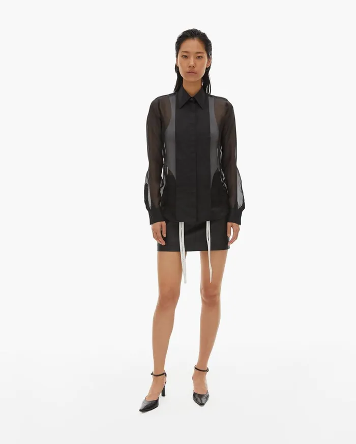 Women Stretch Leather Mini Skirt Black Helmut Lang Skirts