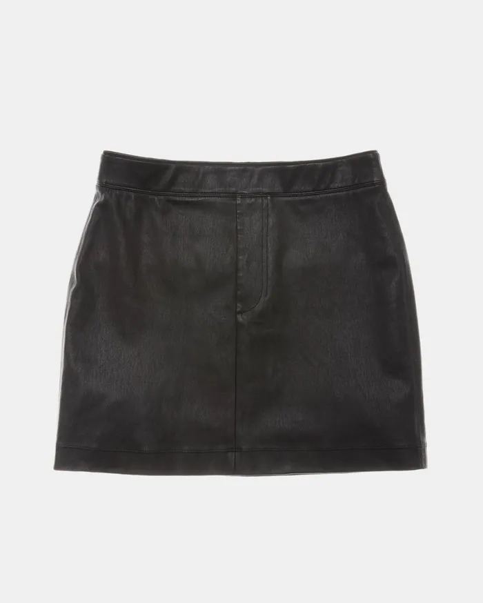 Women Stretch Leather Mini Skirt Black Helmut Lang Skirts