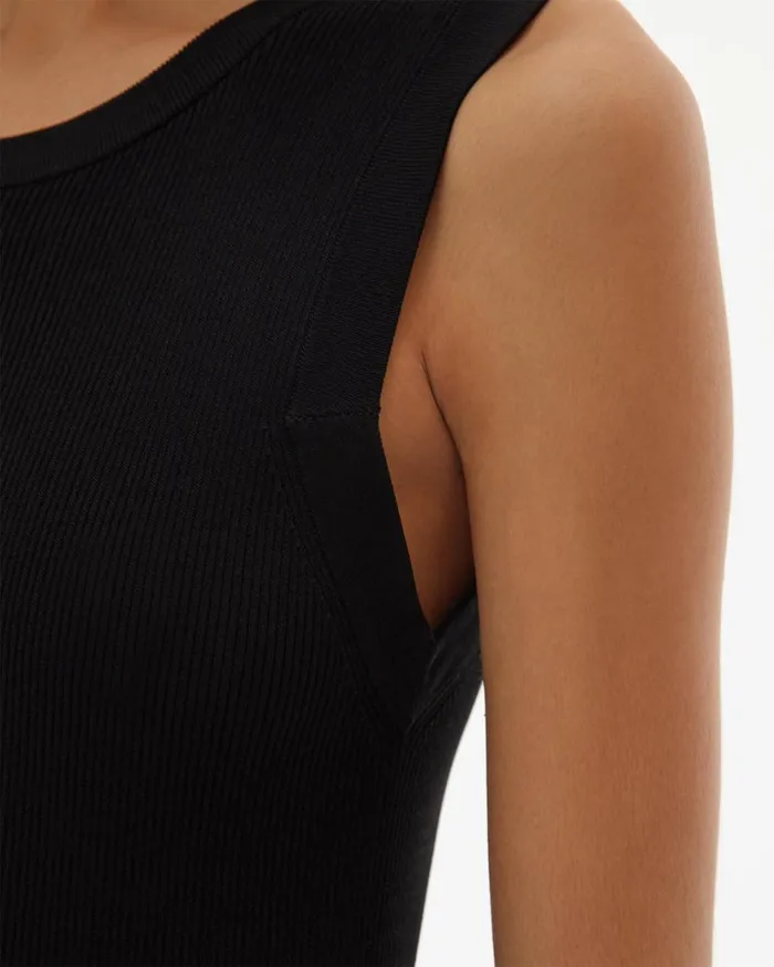 Women Stretch Viscose Crewneck Dress Black Helmut Lang Dresses