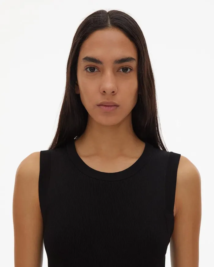 Women Stretch Viscose Crewneck Dress Black Helmut Lang Dresses
