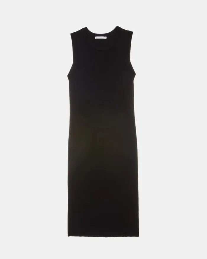 Women Stretch Viscose Crewneck Dress Black Helmut Lang Dresses