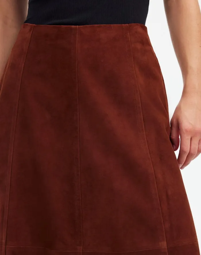 Women Suede Seamed Midi Skirt Soft Mahogany Madewell Skirts