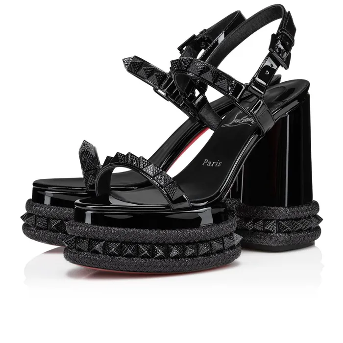 Women Superaclou 130 Mm Platform Sandals 8211 Patent Leather 8211 Black Black Christian Louboutin Platforms Women Superaclou 130 Mm Platform Sandals 8211 Patent Leather 8211 Black Black Christian Louboutin Platforms