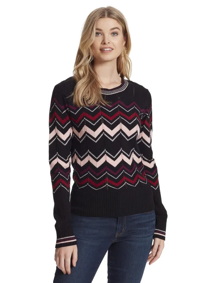 Women Sweaters Jessica Simpson Marcelina Sweater In Black Black Combo
