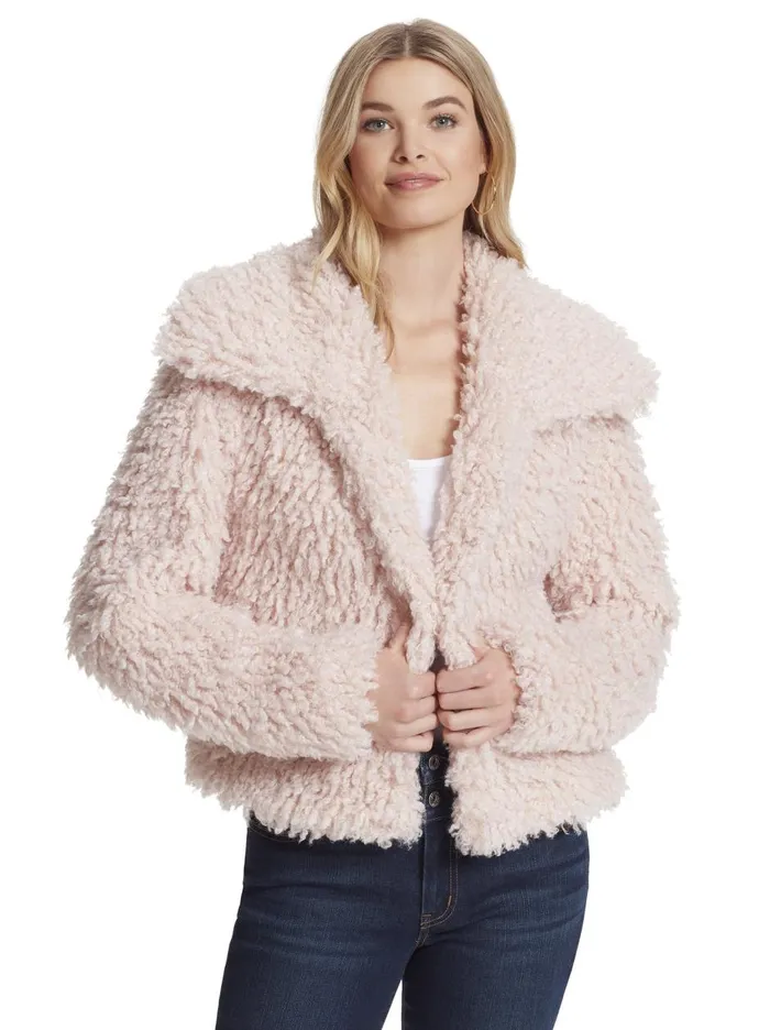 Women Sweaters Jessica Simpson Sasha Fur Jacket In Sepia Rose Sepia Rose