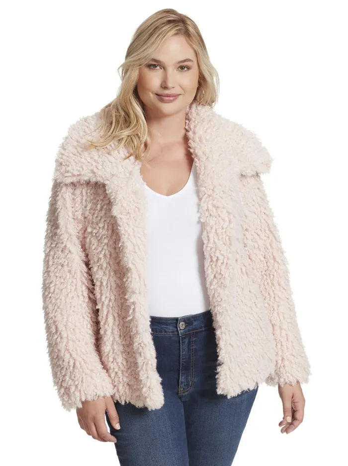Women Sweaters Jessica Simpson Sasha Fur Jacket In Sepia Rose Sepia Rose