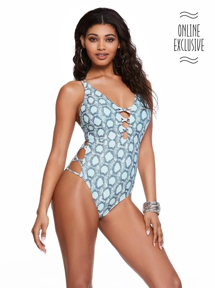 Women Swim Jessica Simpson Snake Eyes One Piece In Mist Snake Eyes Mist