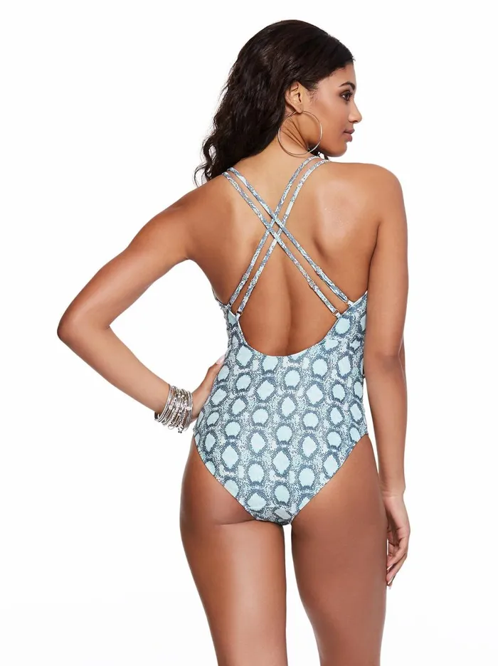 Women Swim Jessica Simpson Snake Eyes One Piece In Mist Snake Eyes Mist