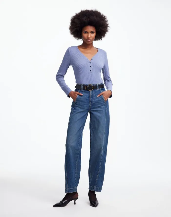 Women Tapered Denim Trousers In Concho Wash Concho Wash Madewell Jeans